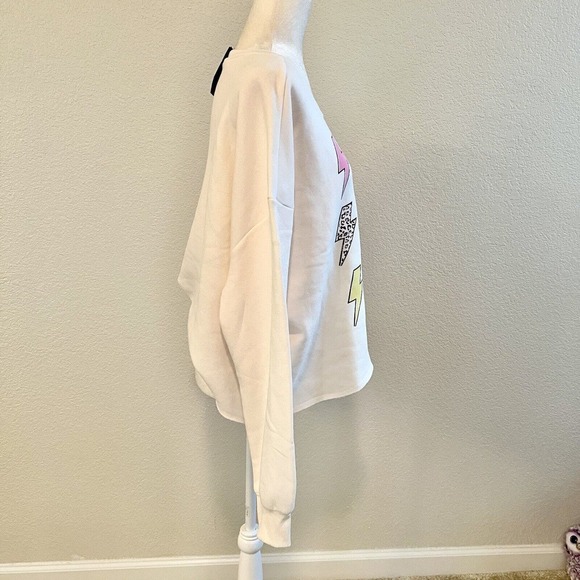 AC/DC Grayson Threads Women's XL White Cropped Lightning Bolt Sweatshirt Band T - Picture 4 of 10